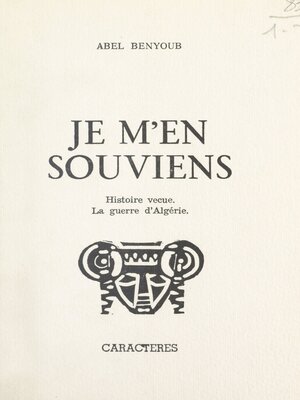 cover image of Je m'en souviens